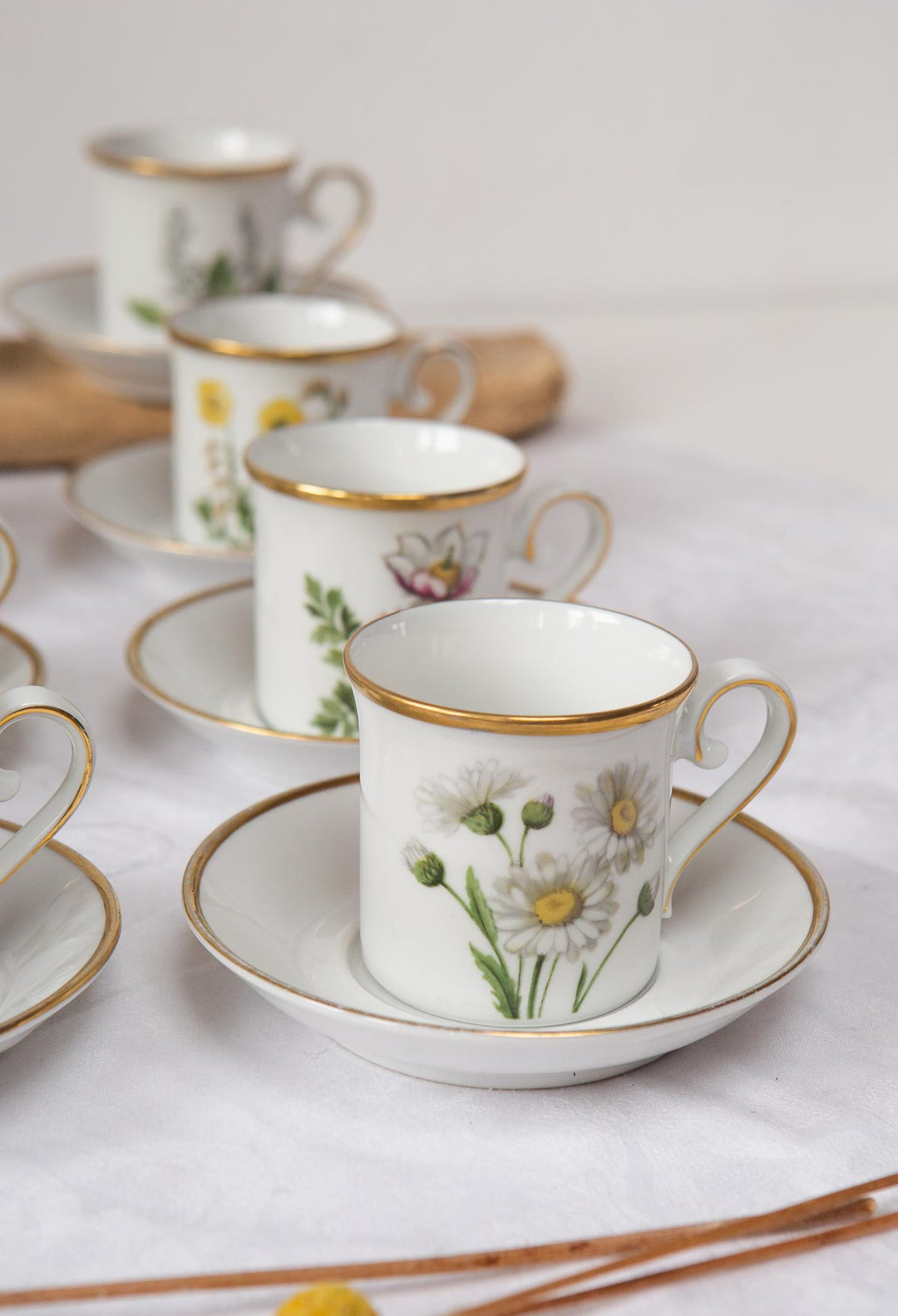 Juego café 12 tazas suecas porcelana "Swedish Landscape Flowers"