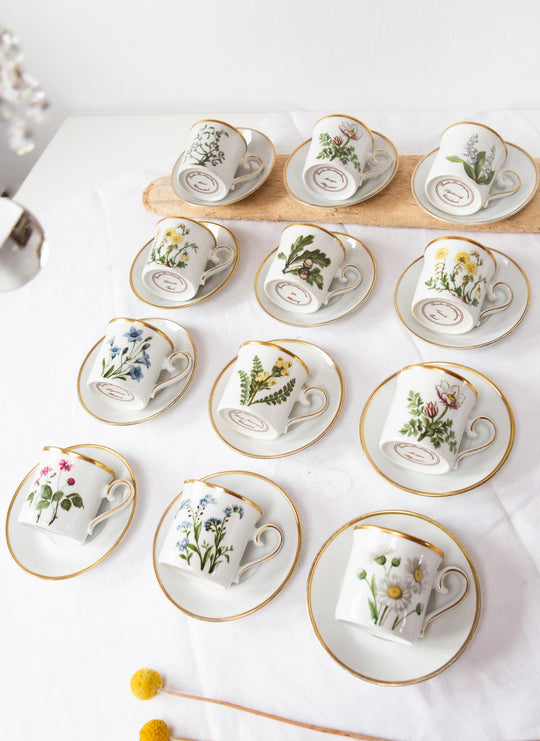 Juego café 12 tazas suecas porcelana "Swedish Landscape Flowers"