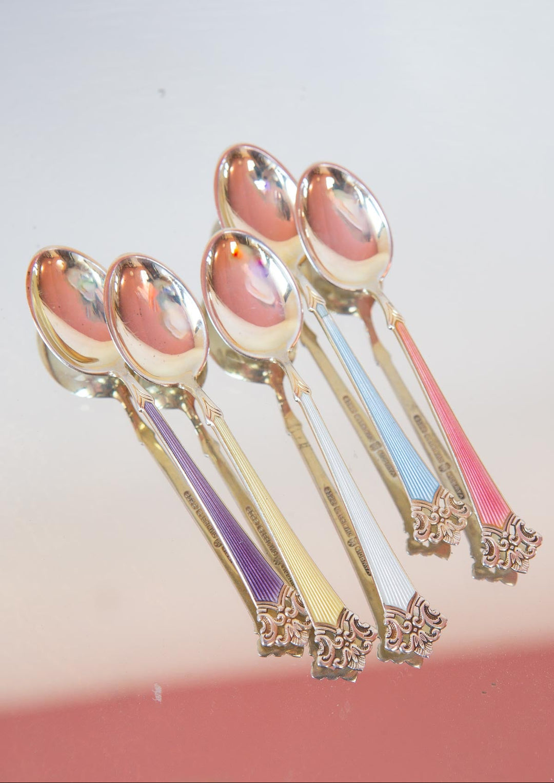cucharillas cafe plata con baño dorado noruega vintage 1950 coffee spoons