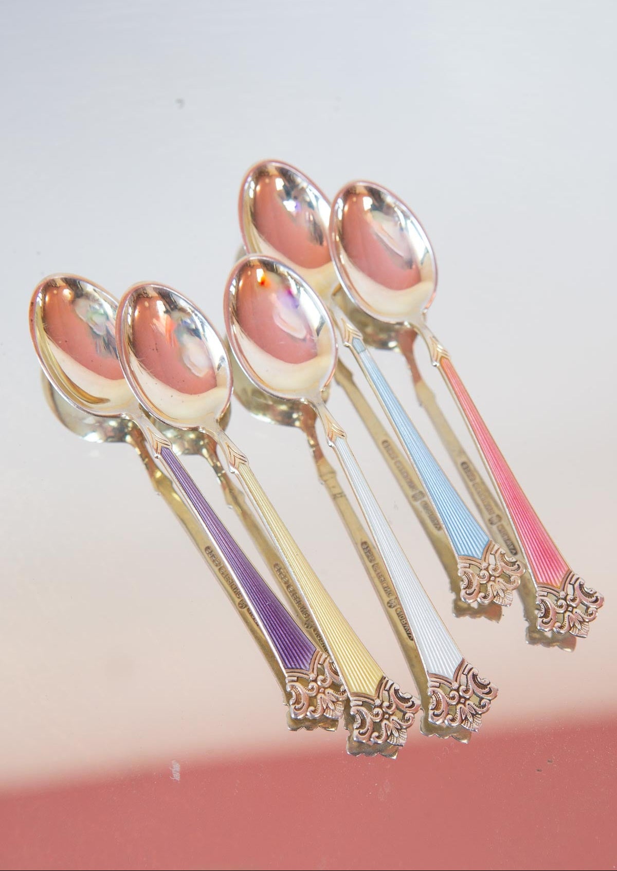 cucharillas cafe plata con baño dorado noruega vintage 1950 coffee spoons