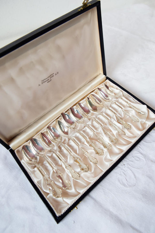 cucharillas plata suecas en estuche antiguas silver spoons