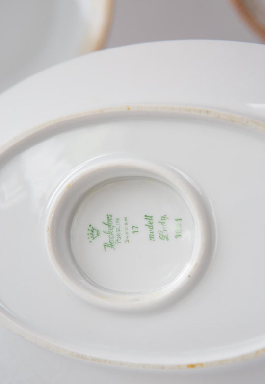 Vajilla porcelana sueca Hackefors para 12 greca y filo dorado (24 PIEZAS)