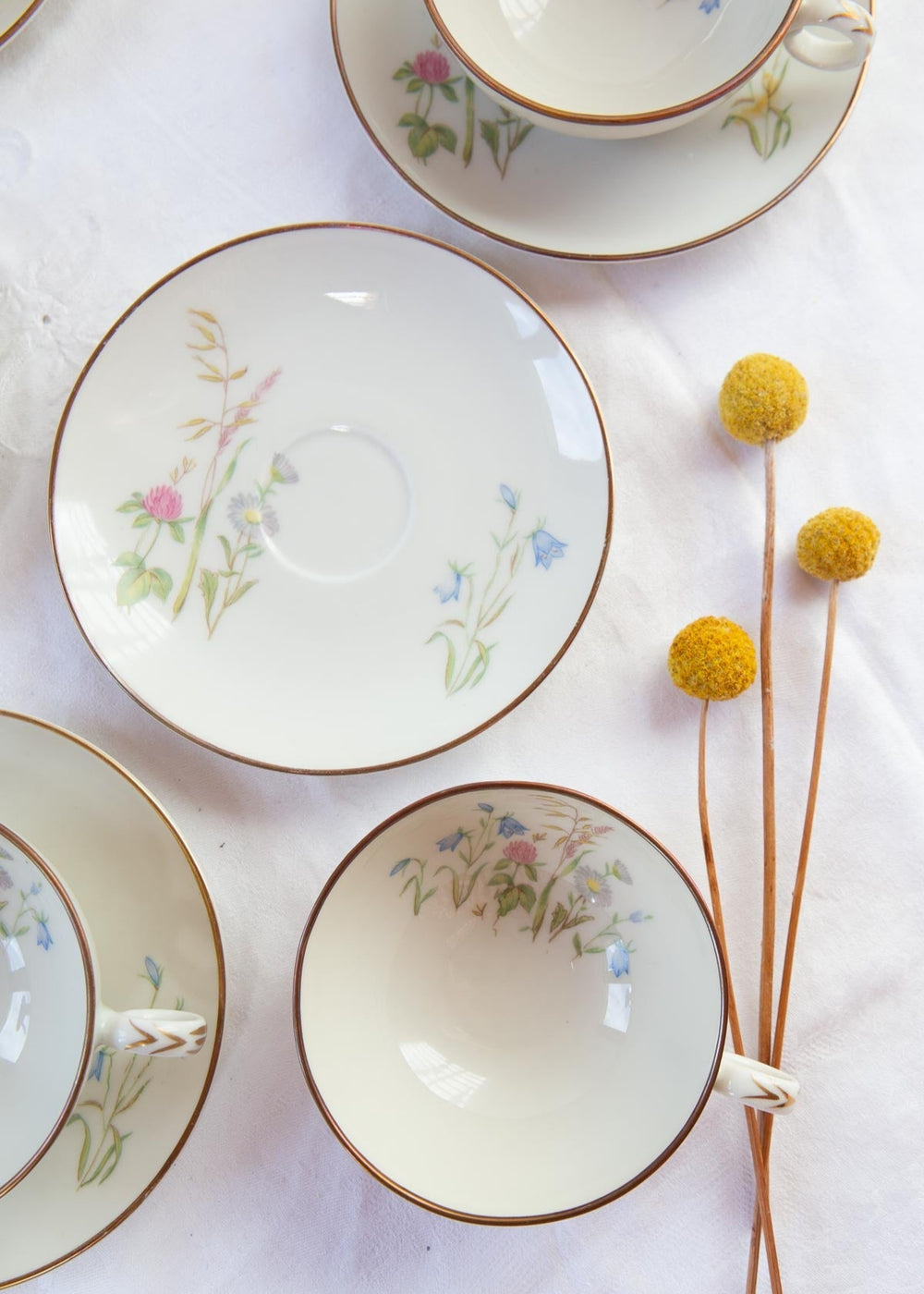 Juego de café porcelana sueca Hackefors para 12 con florecillas (38 PIEZAS)