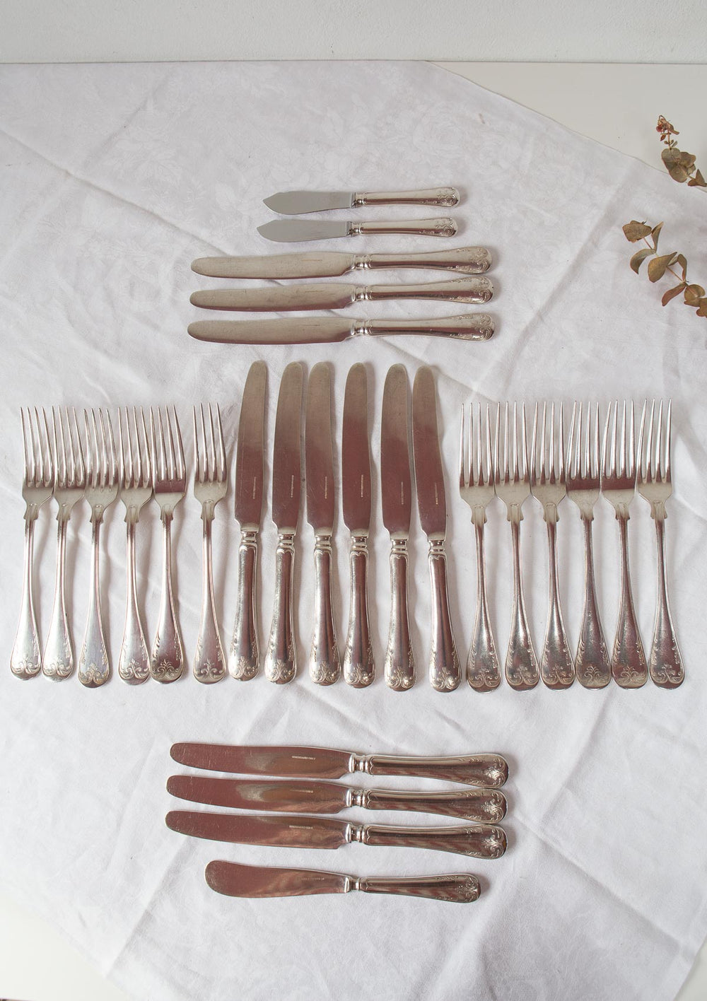 antiguos cubiertos suecos cuberteria metal plateado para 12