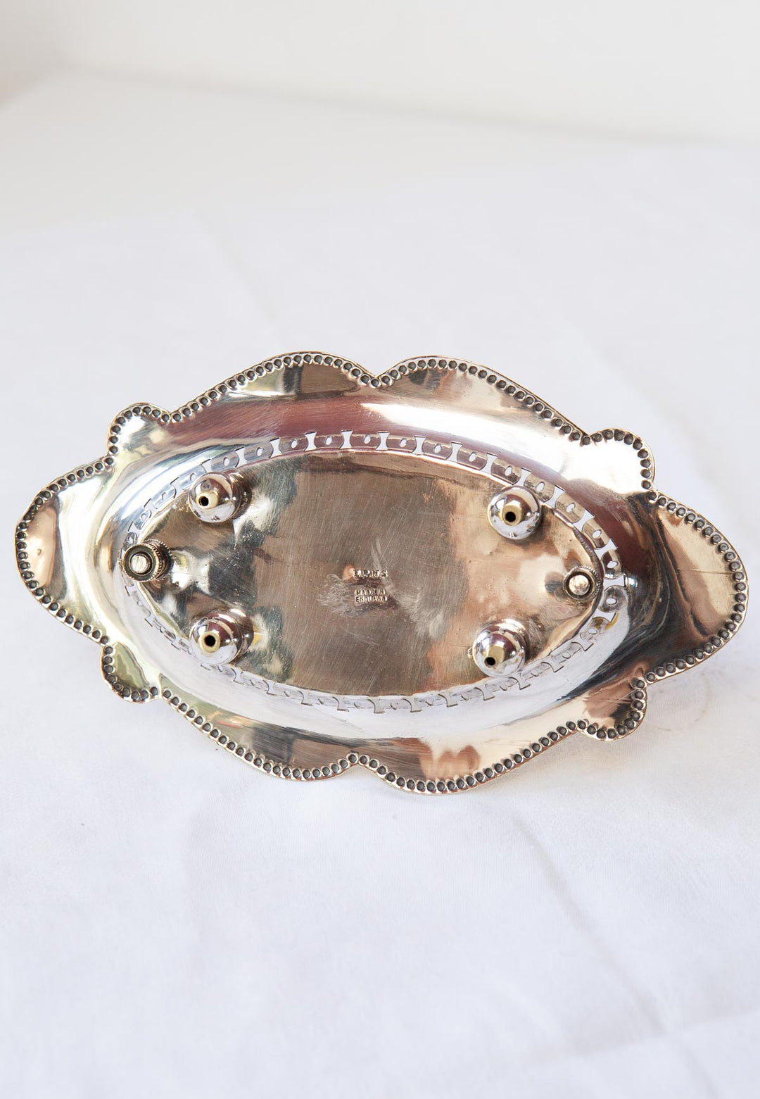 Antiguo porta tostadas inglés ovalada con rejilla metal plateado (19 cm)