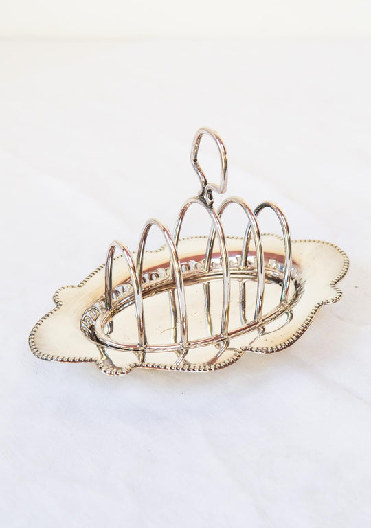Antiguo porta tostadas inglés ovalada con rejilla metal plateado (19 cm)