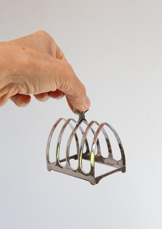 Pequeño porta tostadas inglés metal plateado