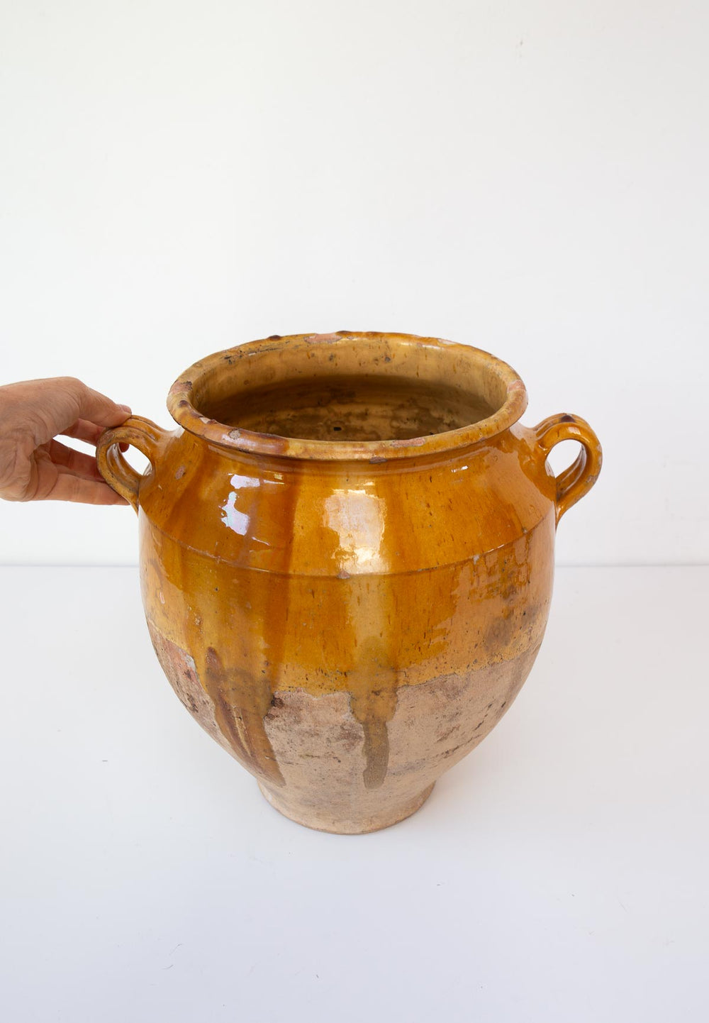 Vasija francesa barro esmaltado para confit s. XIX (33 cm alto)