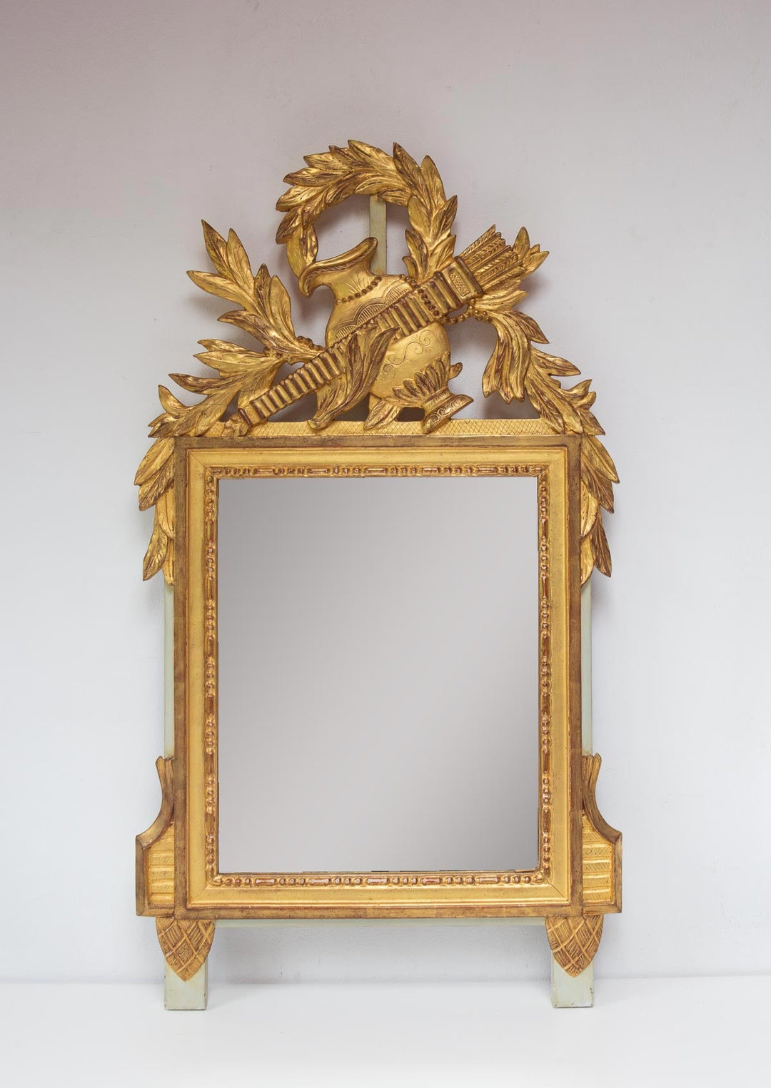espejo frances con copete madera dorada louis xvi estilo