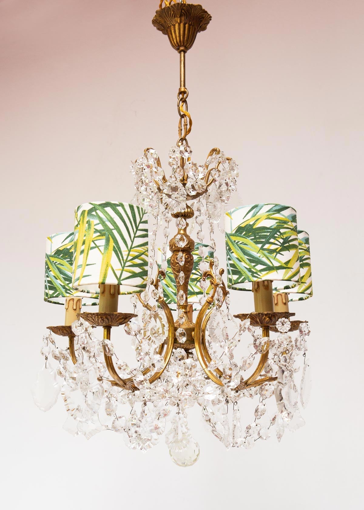 antigua lampara techo francesa bronce y cadenas cristales antique french chandelier