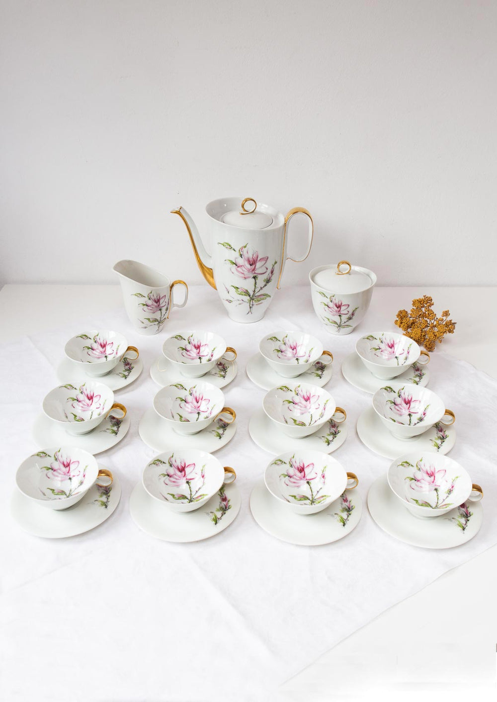 Juego café o té porcelana Limoges flores para 12 (27 PIEZAS)