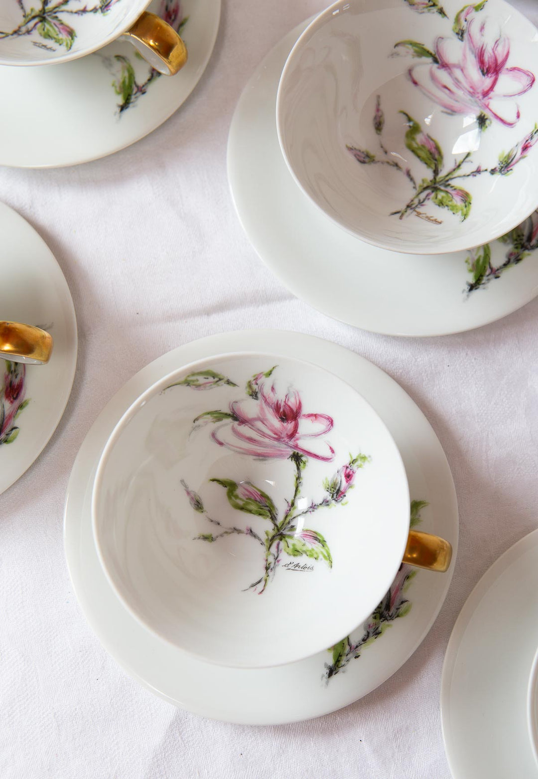 Juego café o té porcelana Limoges flores para 12 (27 PIEZAS)