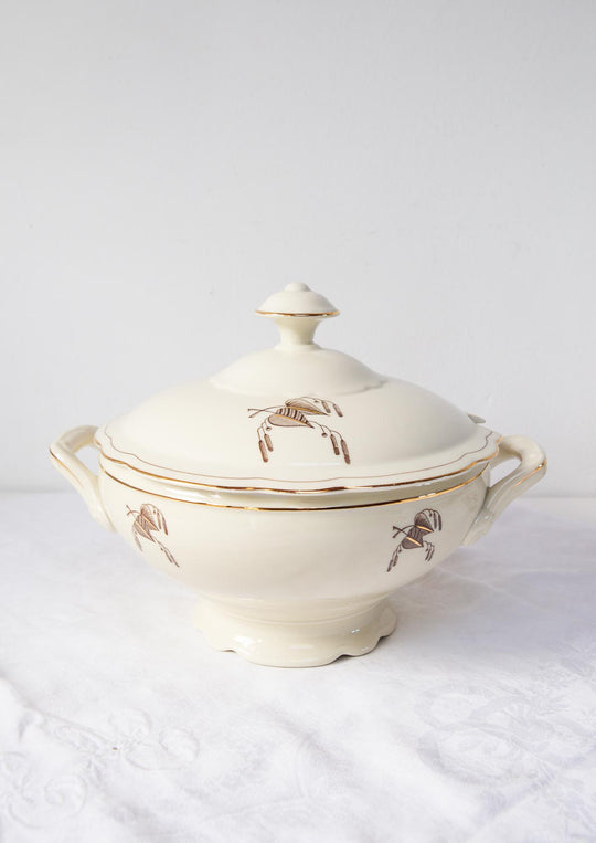 vajilla porcelana sueca hackefors crema y dorado