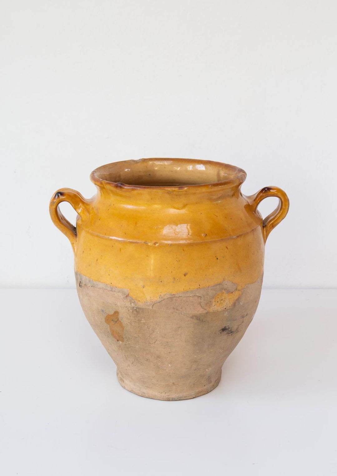 antiguo bote barro frances pot a confit jaune 