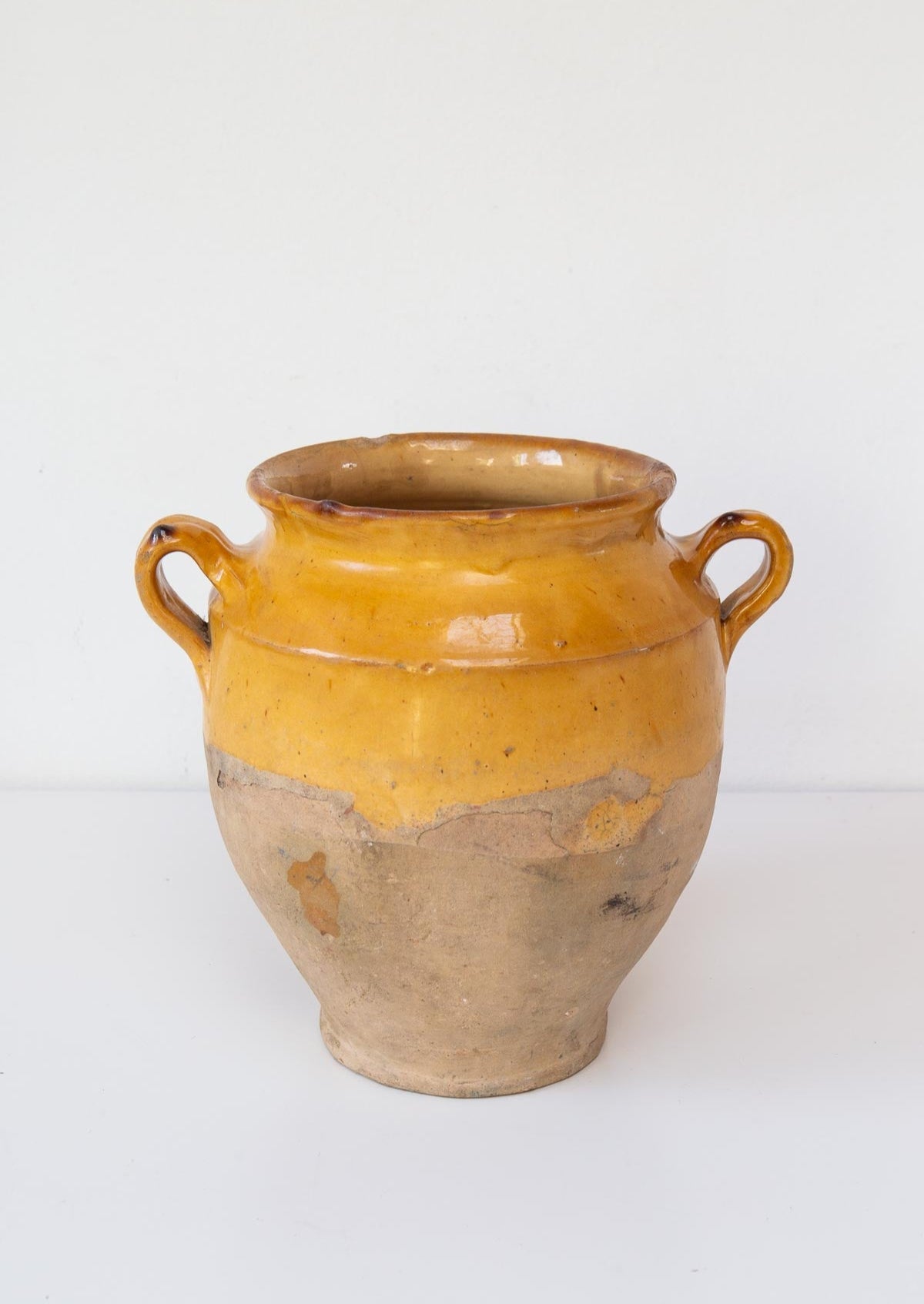 antiguo bote barro frances pot a confit jaune 