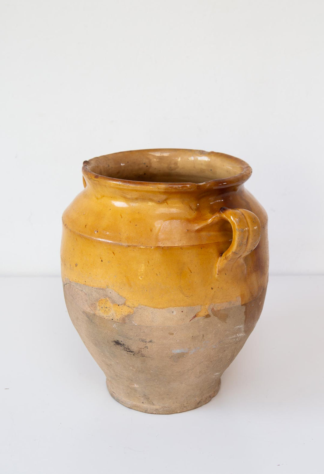 antiguo bote barro frances pot a confit jaune 