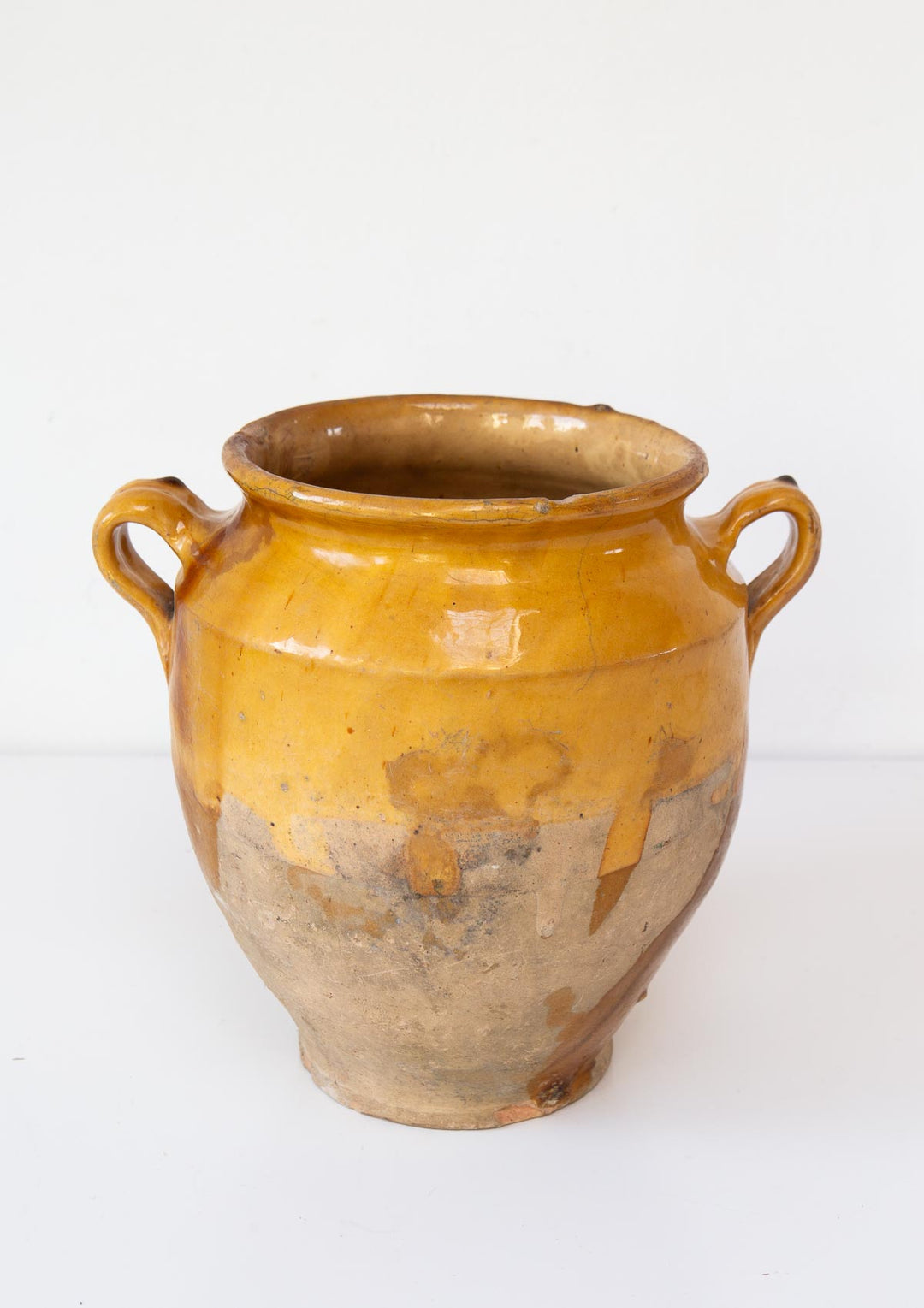 antiguo bote barro frances pot a confit jaune 