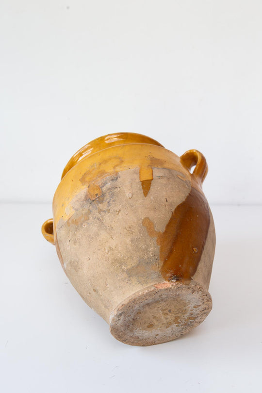 antiguo bote barro frances pot a confit jaune 