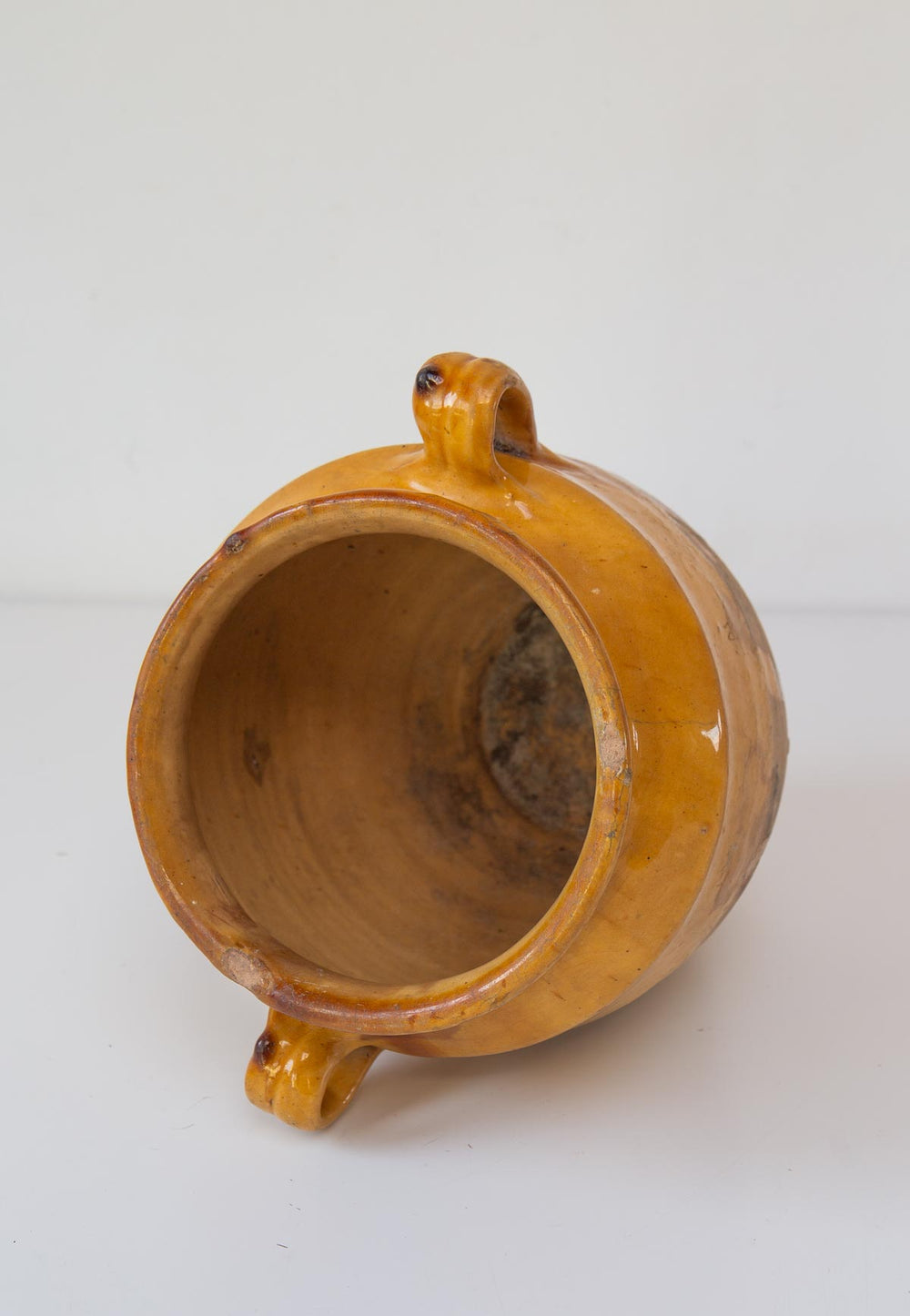 antiguo bote barro frances pot a confit jaune 