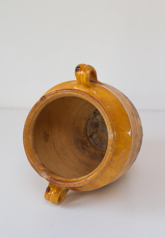 antiguo bote barro frances pot a confit jaune 
