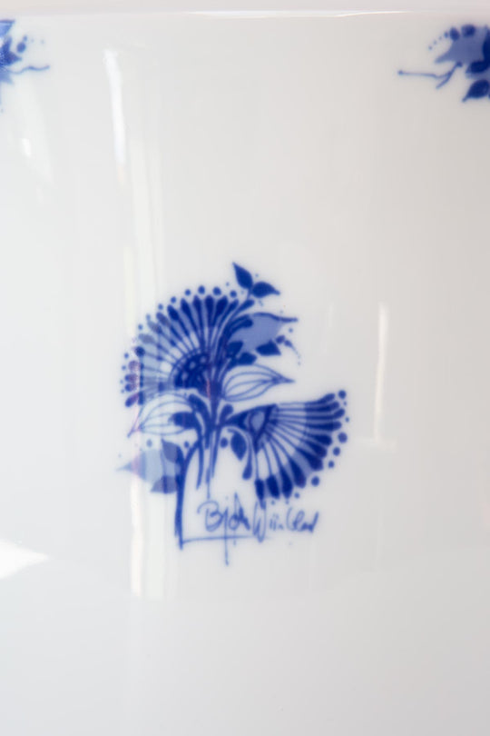 Gran jarrón porcelana alemana azul Rosenthal Bjorn Wiinblad (28*26 cm)