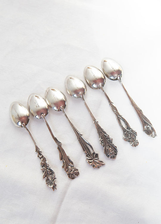 cucharillas de plata sueca con mangos de flores