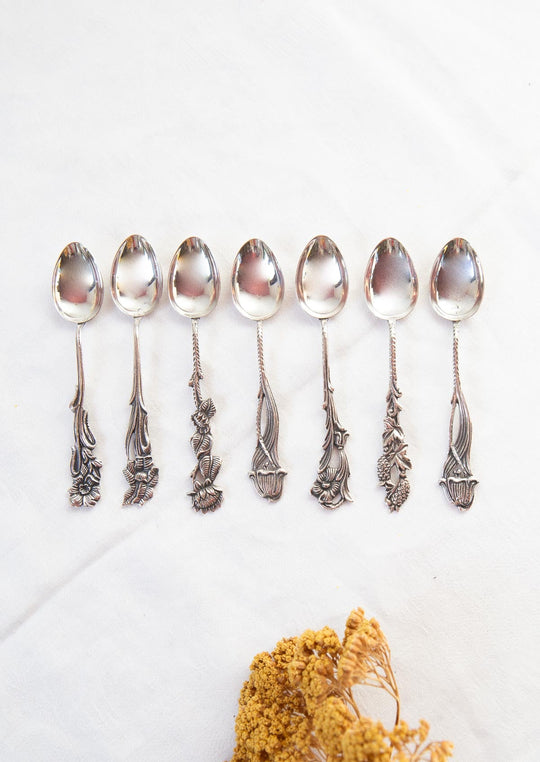 cucharillas plata sueca con flores