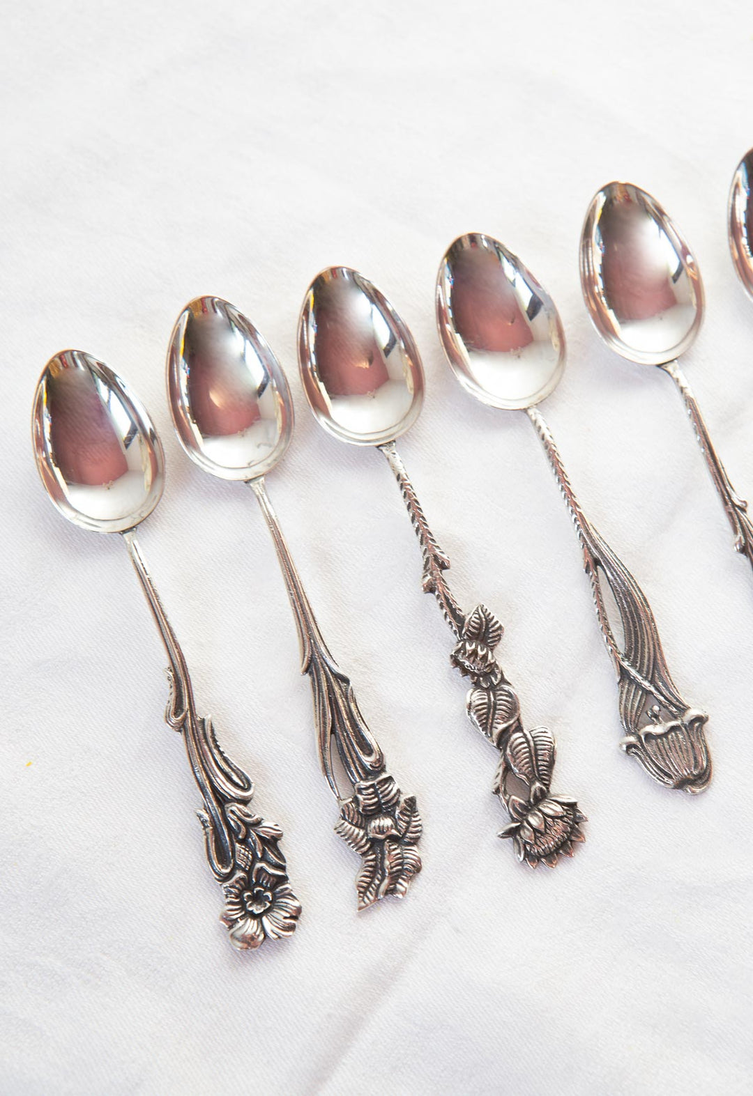 cucharillas plata sueca con flores