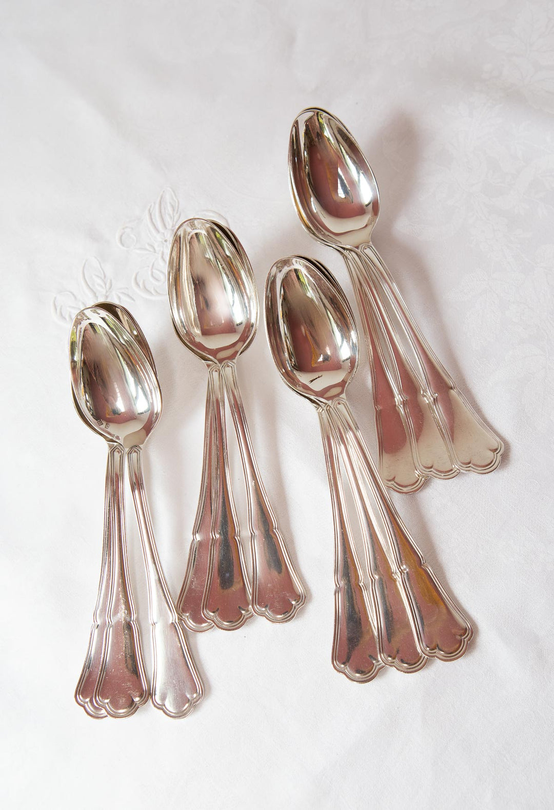 juego cucharas antiguas ercuis baño plata