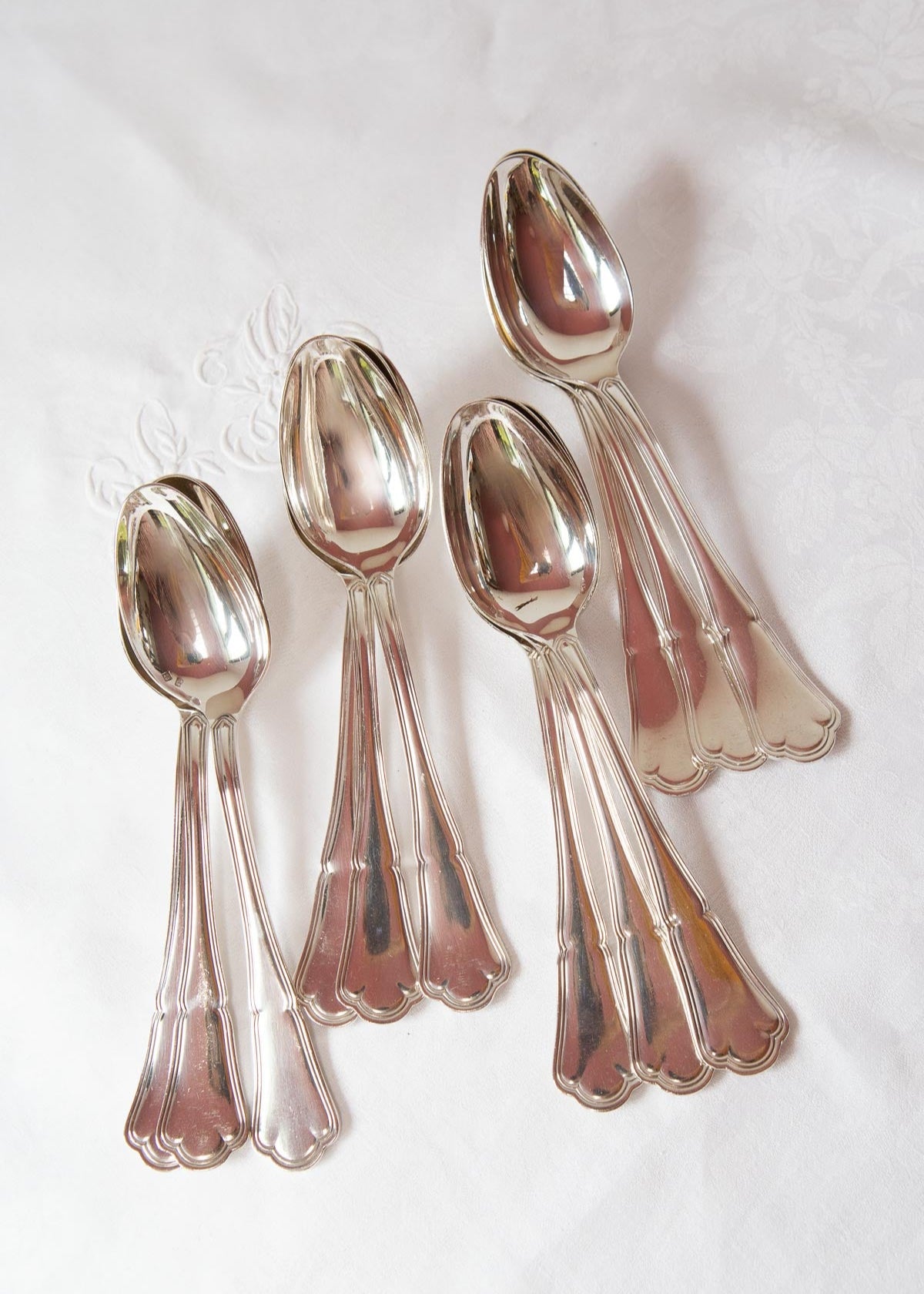 juego cucharas antiguas ercuis baño plata