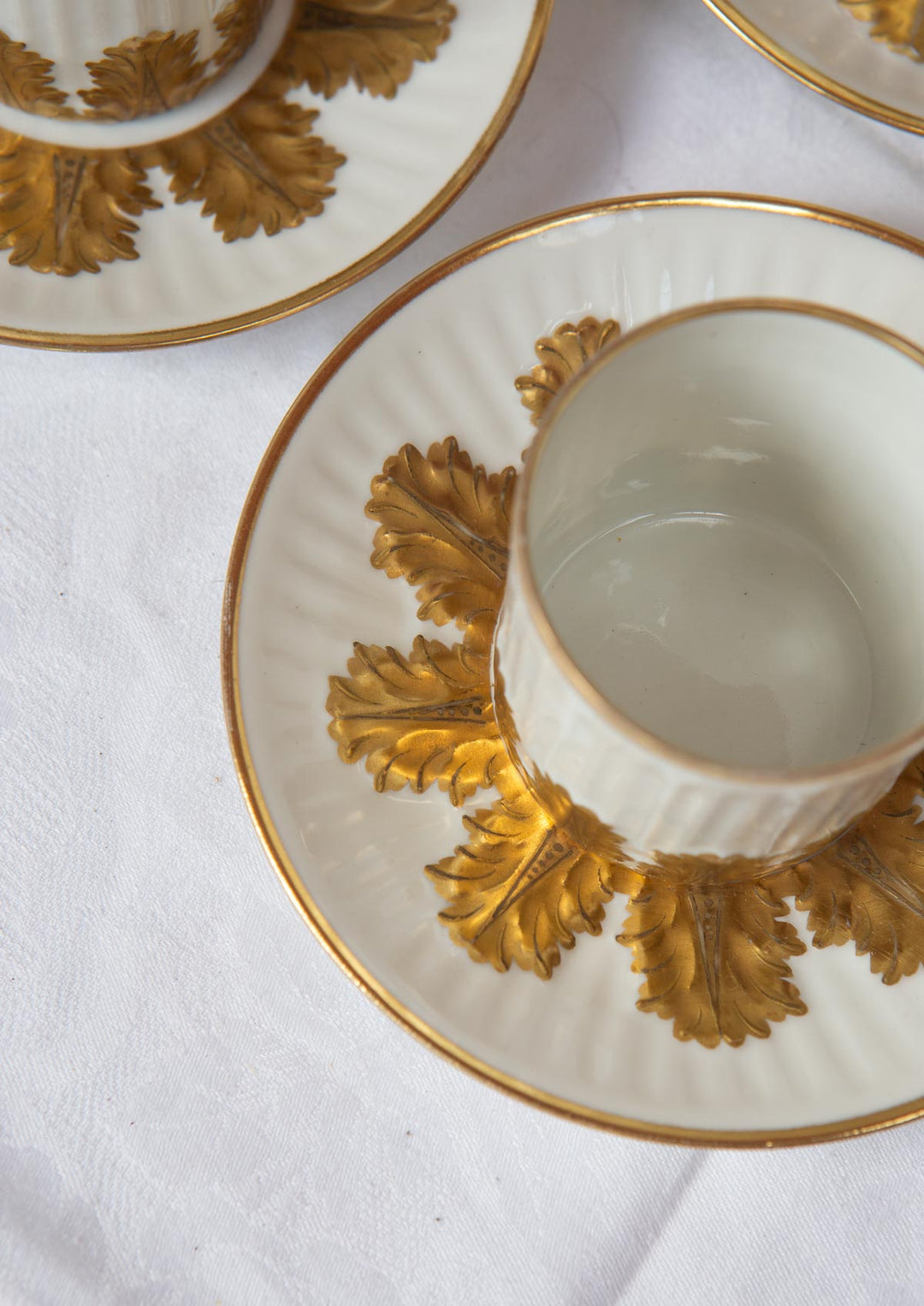Juego café porcelana Limoges blanco y dorado para 11 (25 PIEZAS)