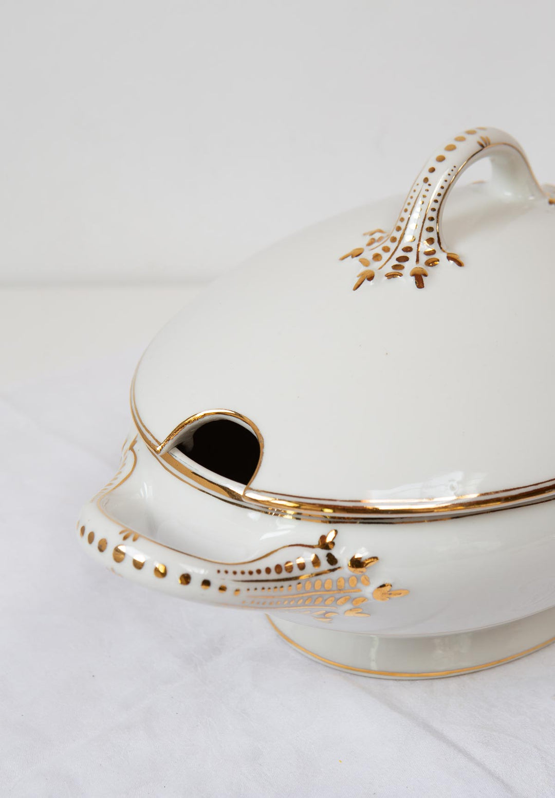 pareja soperas antiguas porcelana blanca y dorada w guerin limoges