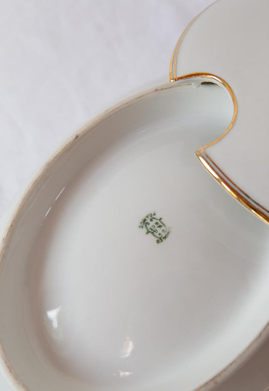 pareja soperas antiguas porcelana blanca y dorada w guerin limoges