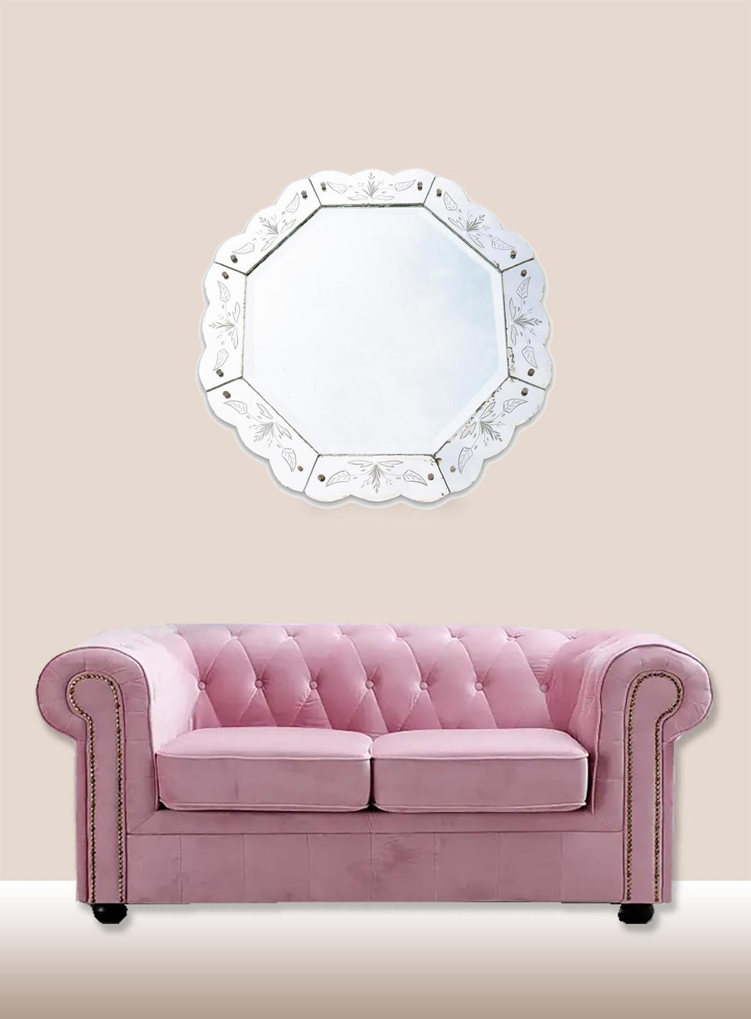 Espejo veneciano octogonal biselado mediados s. XX (70 cm)