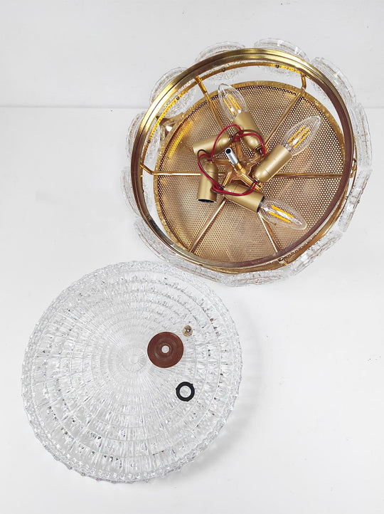 Lámpara techo sueca latón y cristal Orrefors c. 1960/70s (35 cm)