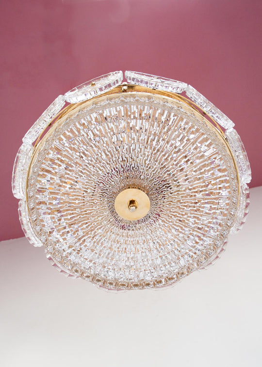 Lámpara techo sueca latón y cristal Orrefors c. 1960/70s (35 cm)