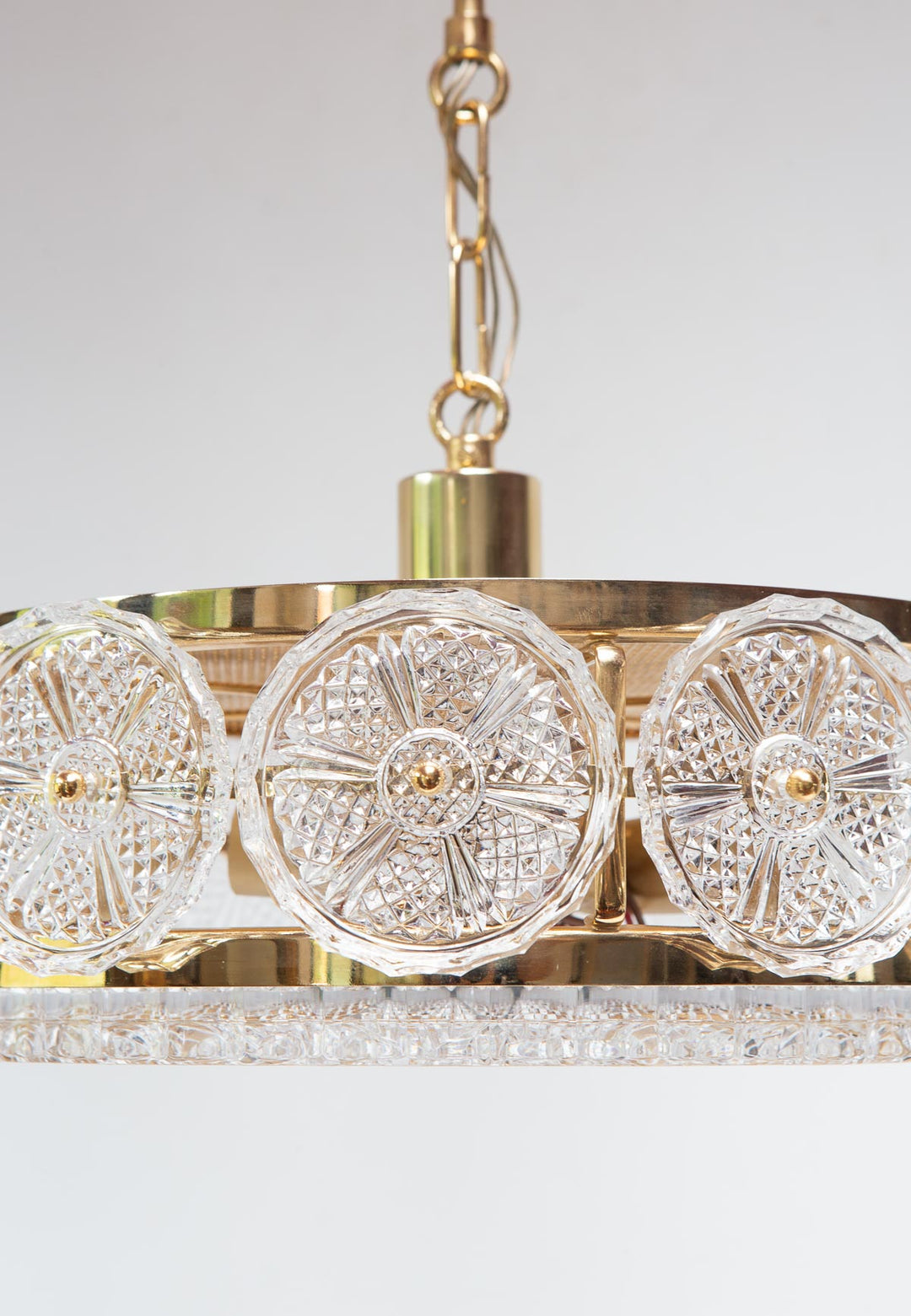 Lámpara techo sueca latón y cristal Orrefors c. 1960/70s (35 cm)