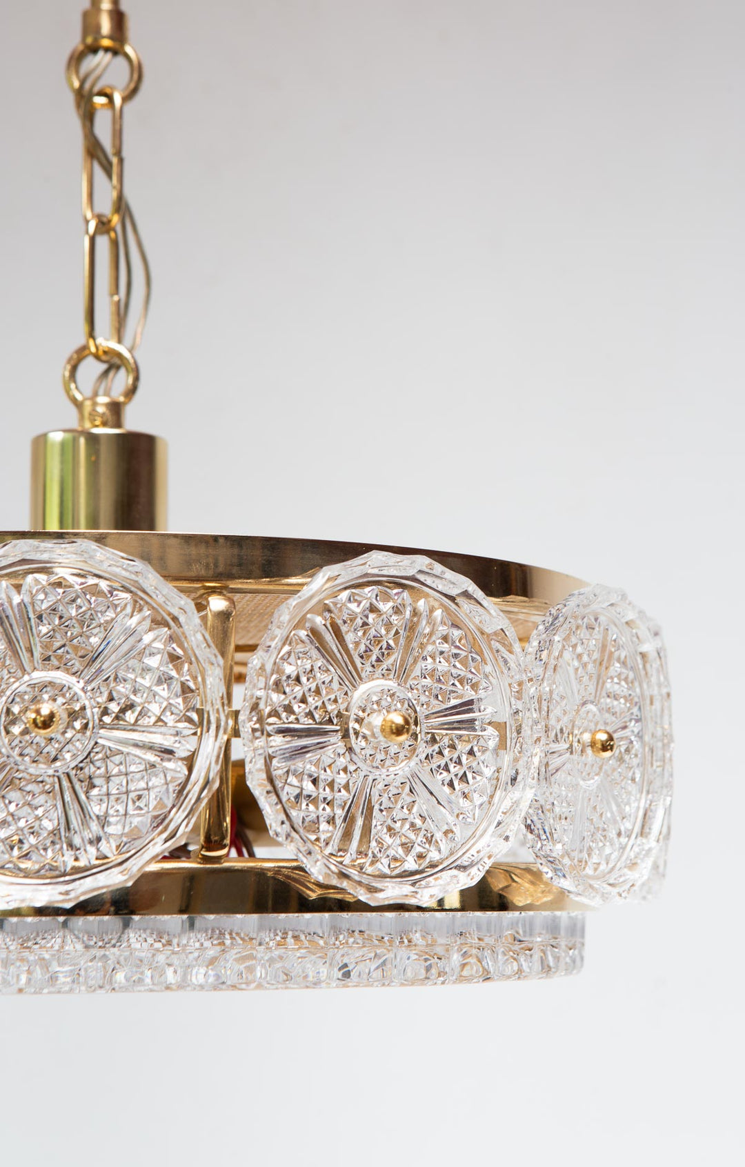 Lámpara techo sueca latón y cristal Orrefors c. 1960/70s (35 cm)