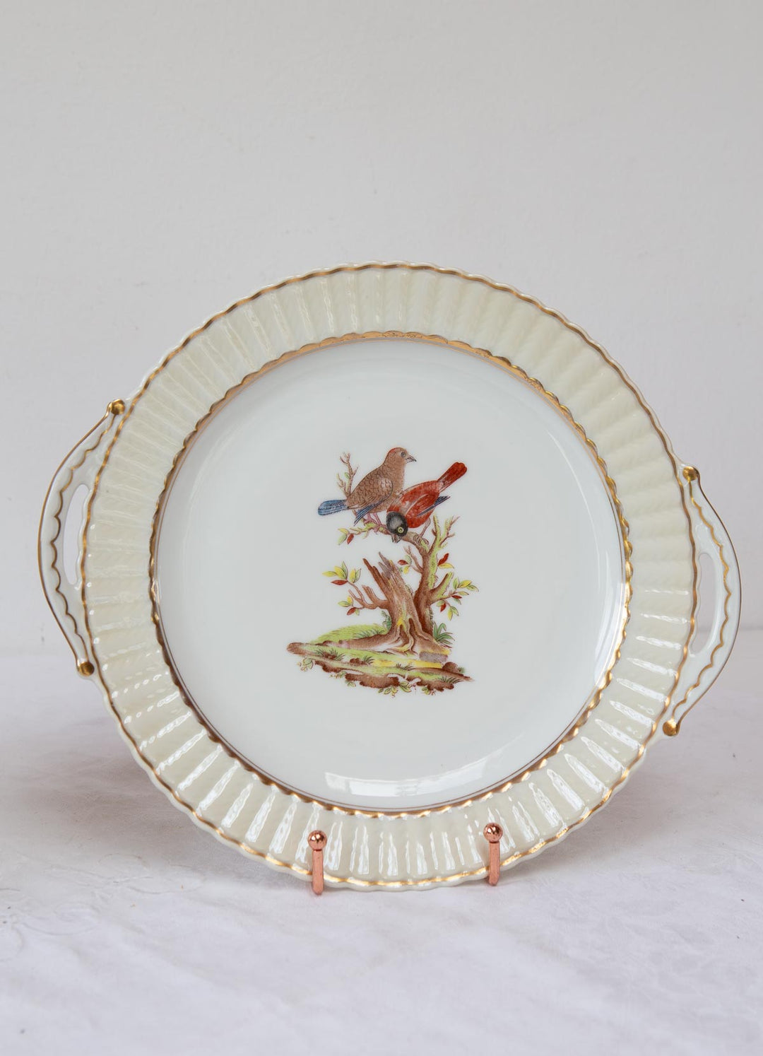 Juego de postre porcelana pájaros Limoges BERNARDAUD c. 1910 (12 servicios)
