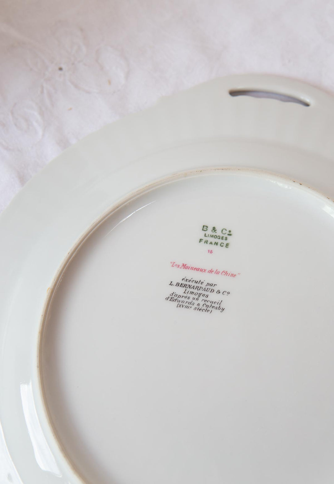 Juego de postre porcelana pájaros Limoges BERNARDAUD c. 1910 (12 servicios)