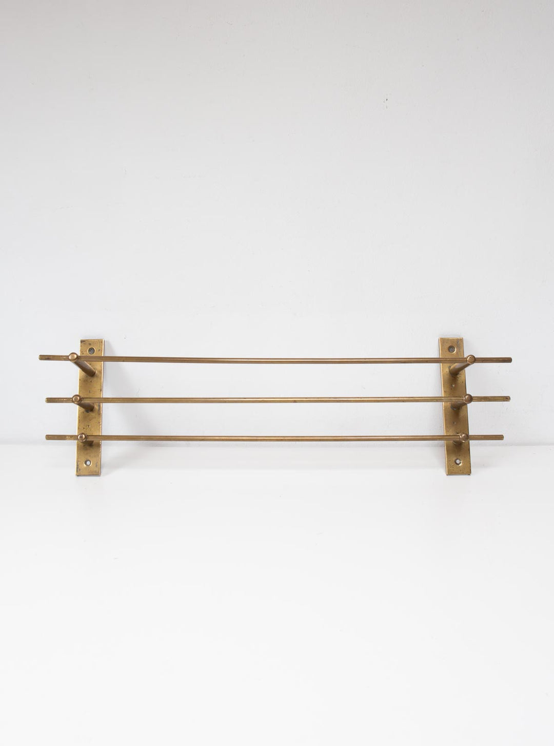 Antiguo perchero de pared francés c. 1930 latón (65 cm)