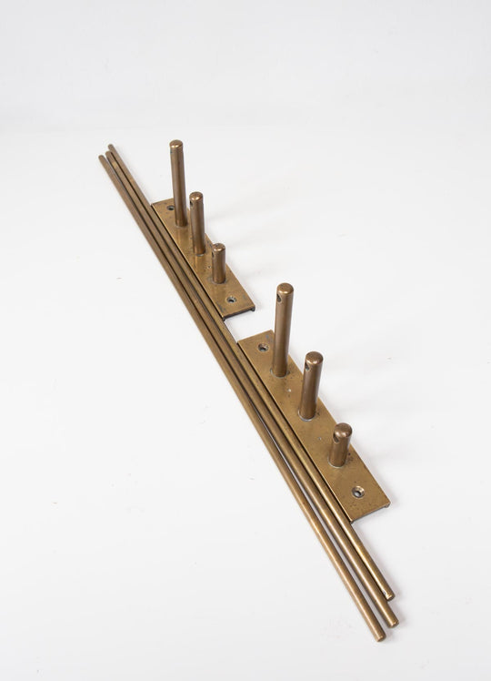Antiguo perchero de pared francés c. 1930 latón (65 cm)