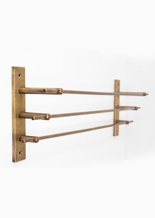 Antiguo perchero de pared francés c. 1930 latón (65 cm)