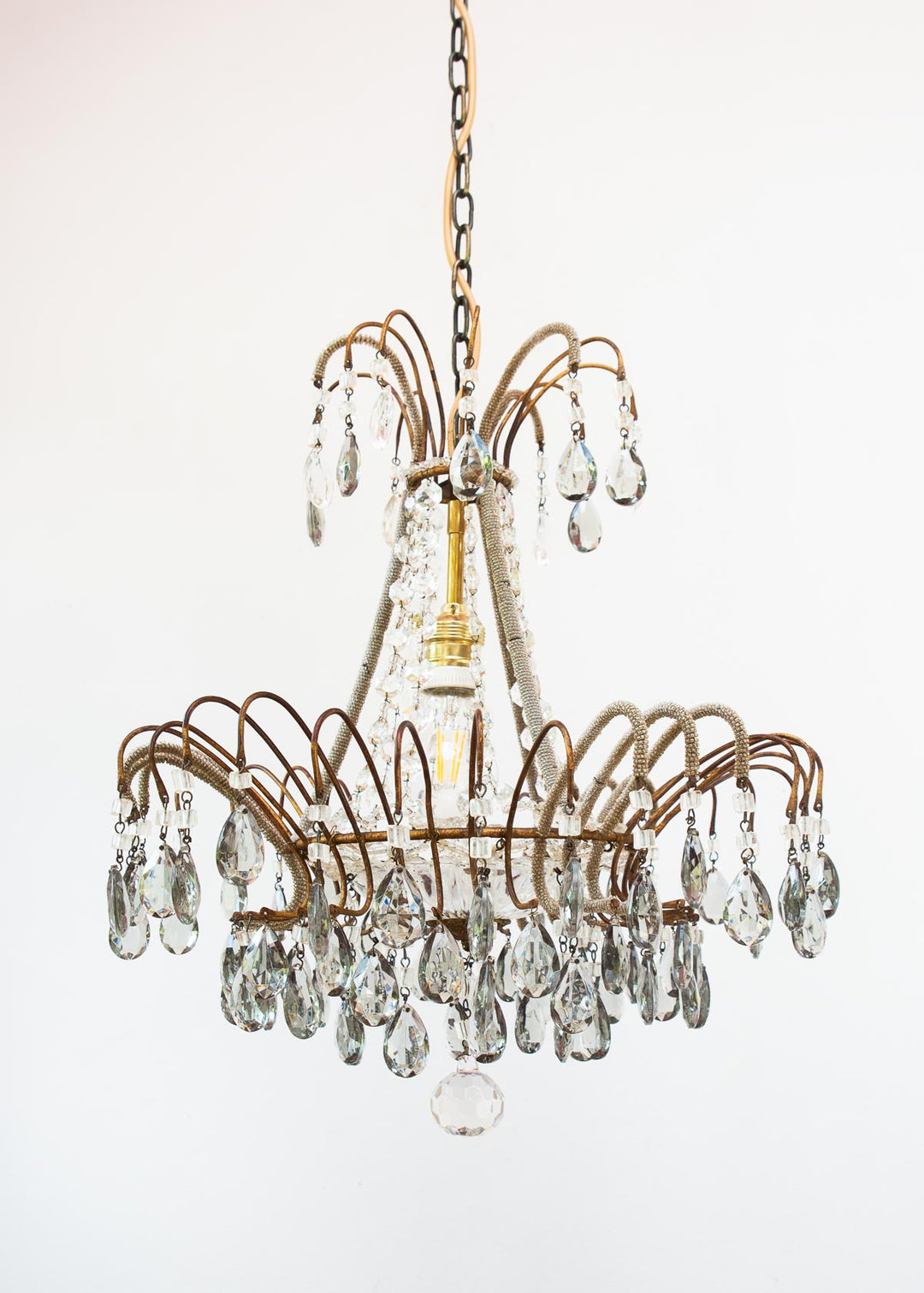 antigua lámpara de techo italiana con cristales antique italian chandelier