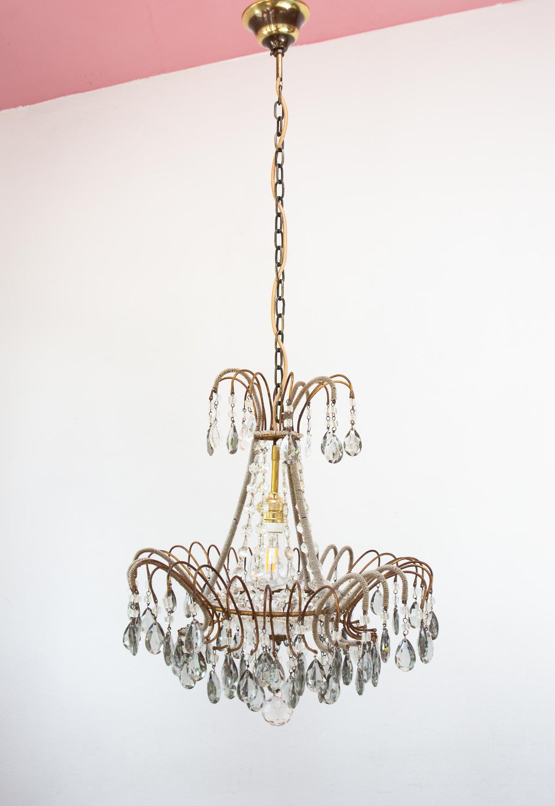 ntigua lámpara de techo italiana con cristales antique italian chandelier
