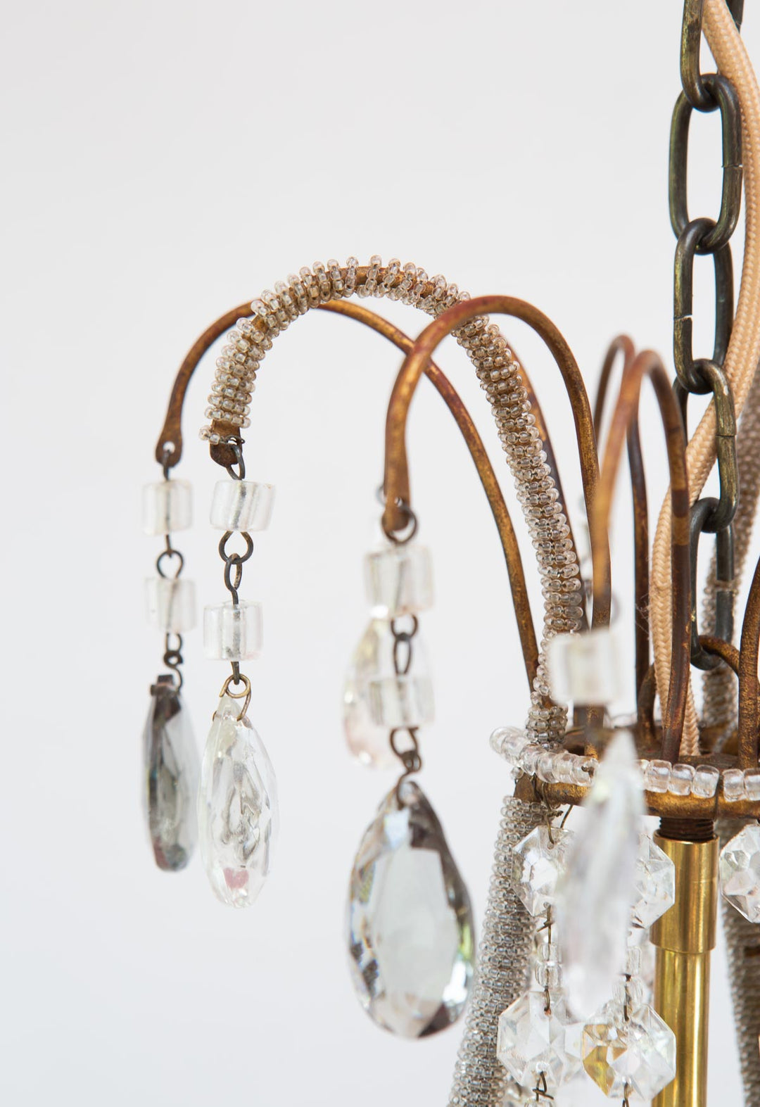 Antiguo chandelier italiano con cristales primera mitad s. XX (44 cm)