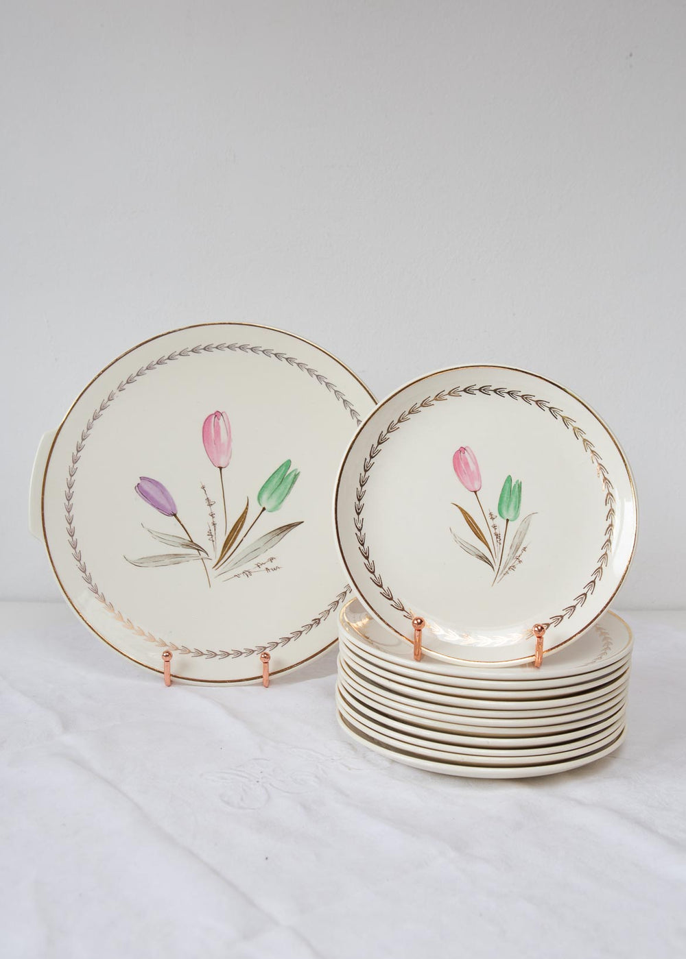 Antiguo juego merienda o desayuno loza francesa GIEN (30 PIEZAS)