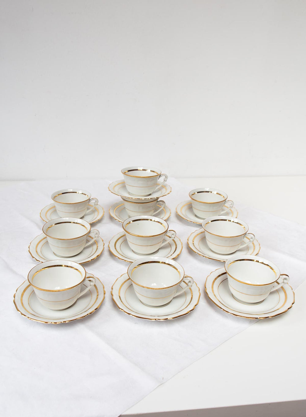 juego de te o cafe frances porcelana filo dorado
