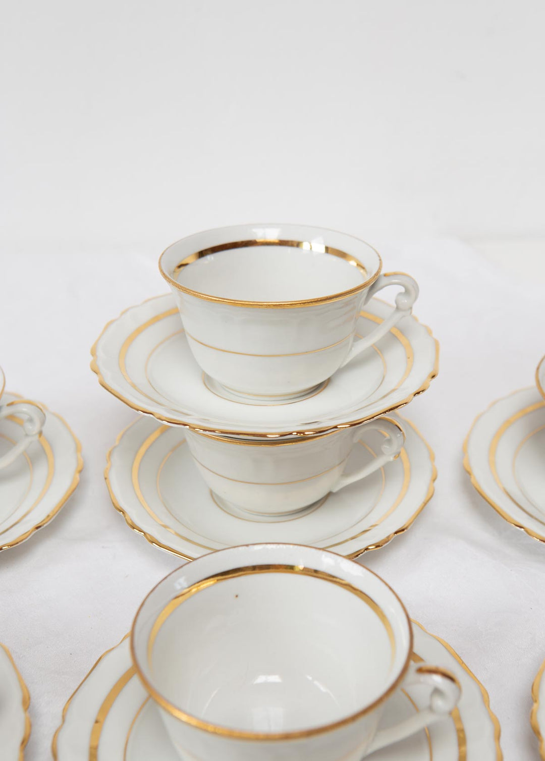 juego de te o cafe frances porcelana filo dorado