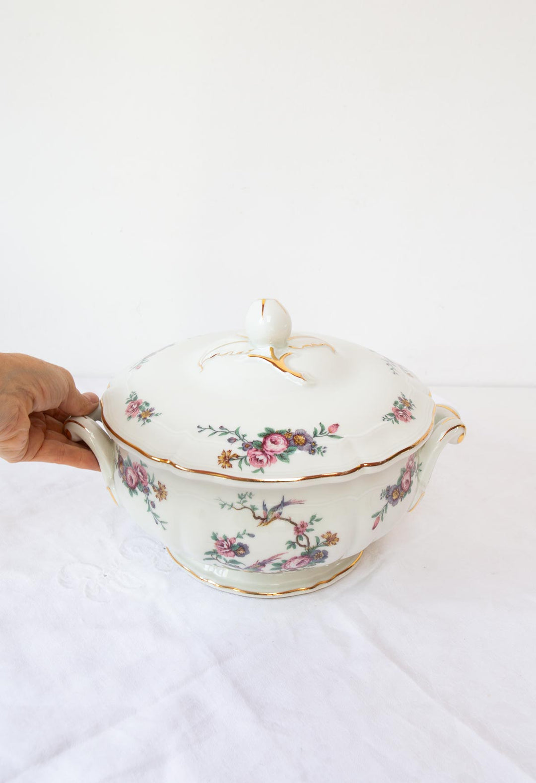 Antigua sopera porcelana Limoges Bernardaud ave paraíso